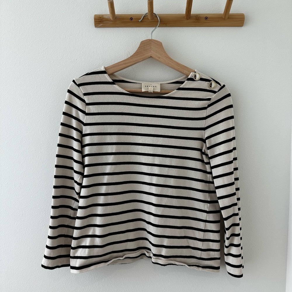 SEZANE Mariniere Cream Striped Blouse